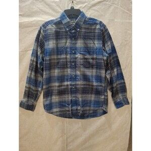EDDIE BAUER Relaxed Fit Blu and Gray Plaid Button Up Shirt Size S (908)